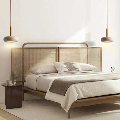 Ronde Hanglamp van Travertin met Zonnesteen Look