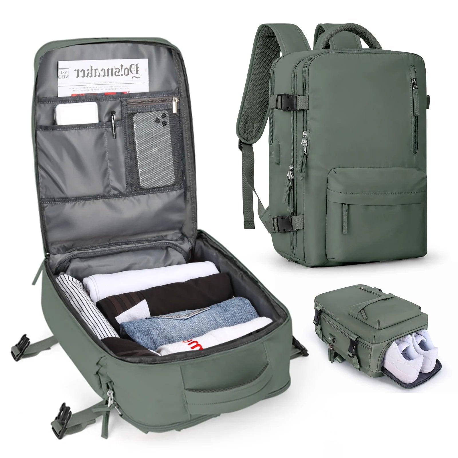 Rugzak – Grote waterdichte reistas 35L met USB & schoenenvak – Reizen 1