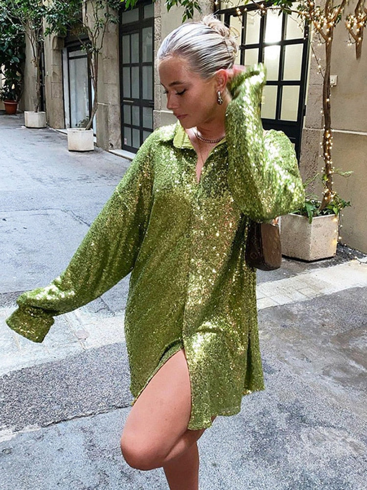 Dames Blouse Glitter Oversized Feestelijke Stijl