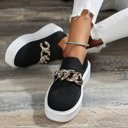 Stijlvolle Loafers met Ketting Detail Comfortabel Leer - Velinix