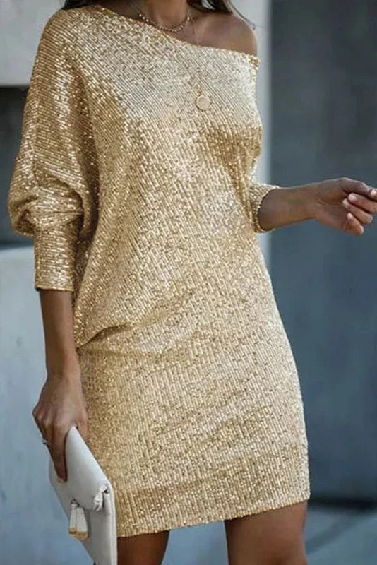 Seraph™ – Dames Galajurk met One-Shoulder Design en Elegante Glitterdetails-4