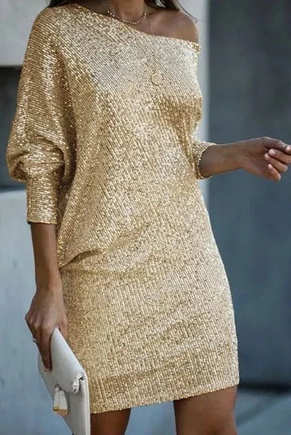 Seraph™ – Dames Galajurk met One-Shoulder Design en Elegante Glitterdetails-4