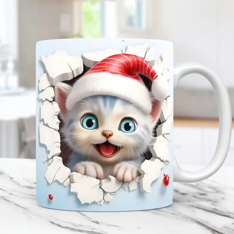 Zwarte Kat Koffiemok 3D Ontwerp Keramisch