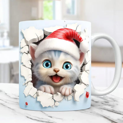 Zwarte Kat Koffiemok 3D Ontwerp Keramisch