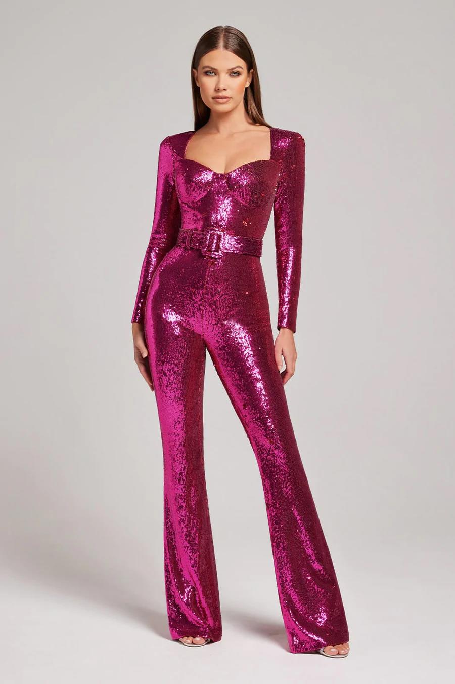 Glitter Jumpsuit Vrouw Glamoureus Feestkleding - Velinix