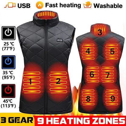 Dames Thermisch Vest USB Verwarmd Infrarood Winterjas