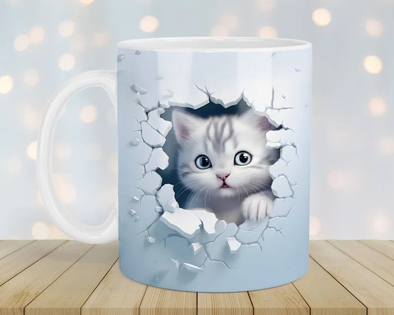 Zwarte Kat Koffiemok 3D Ontwerp Keramisch