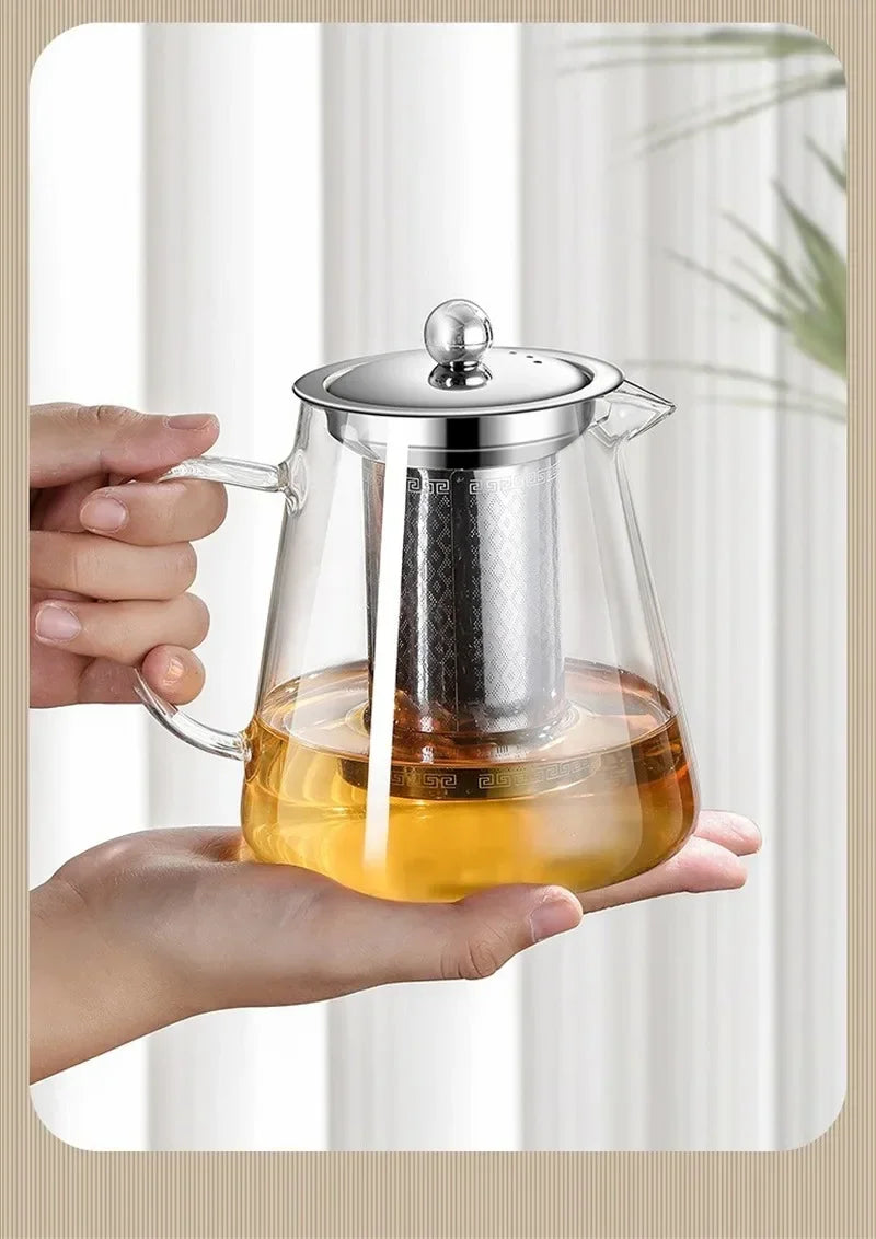 Glazen Theepot met Theefilter, 450-950ml, Hittebestendig
