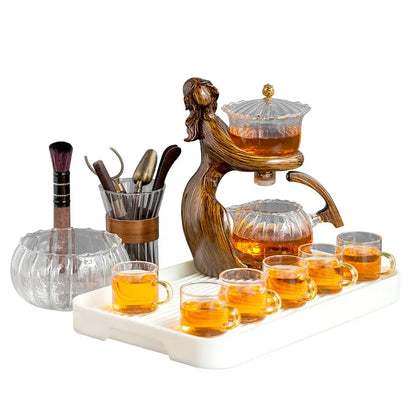 Theepot Set Automatisch Glazen Theeset met Houder