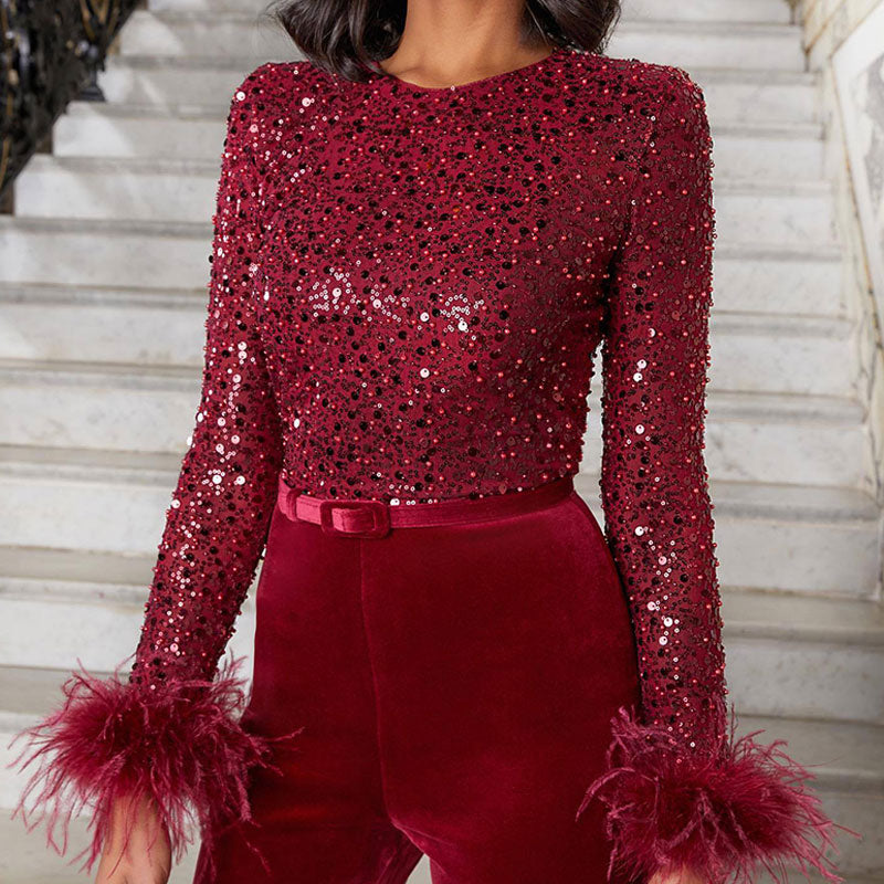 Glitter Jumpsuit voor Vrouw Feestelijke Speciale Gelegenheden