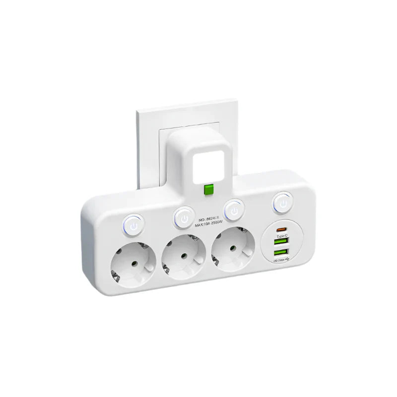 Stekkerdoos met USB-C en Overspanningsbescherming - Velinix