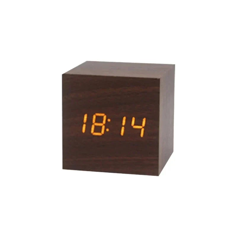 Houten LED Alarmklok met Temperatuurweergave en Digitaal Display - Velinix