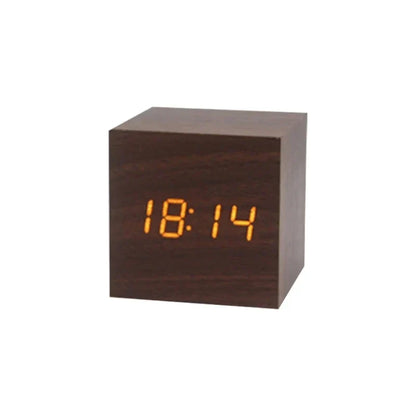 Houten LED Alarmklok met Temperatuurweergave en Digitaal Display - Velinix