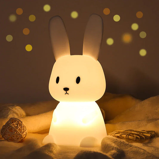 Konijn Nachtlampje Zacht Siliconen LED Licht Aanraakbediening - Velinix