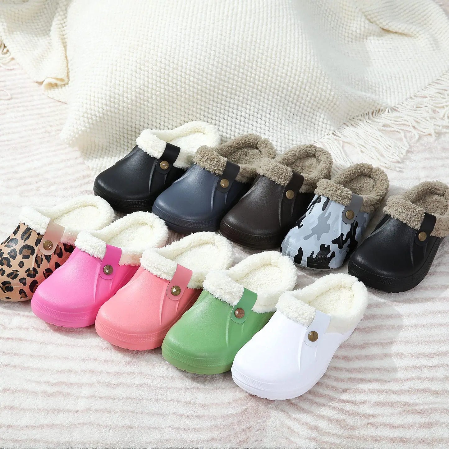 Waterdichte Fleece Klompen Luxe Bontvoering Warm en Stijlvol