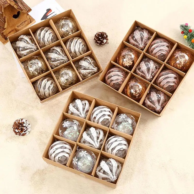 Kerst Decoraties - Set van 9 Kunststof Ornamenten Sneeuwvlok en Balloon