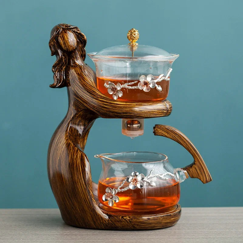 Theepot Set Automatisch Glazen Theeset met Houder