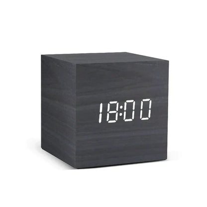 Houten LED Alarmklok met Temperatuurweergave en Digitaal Display