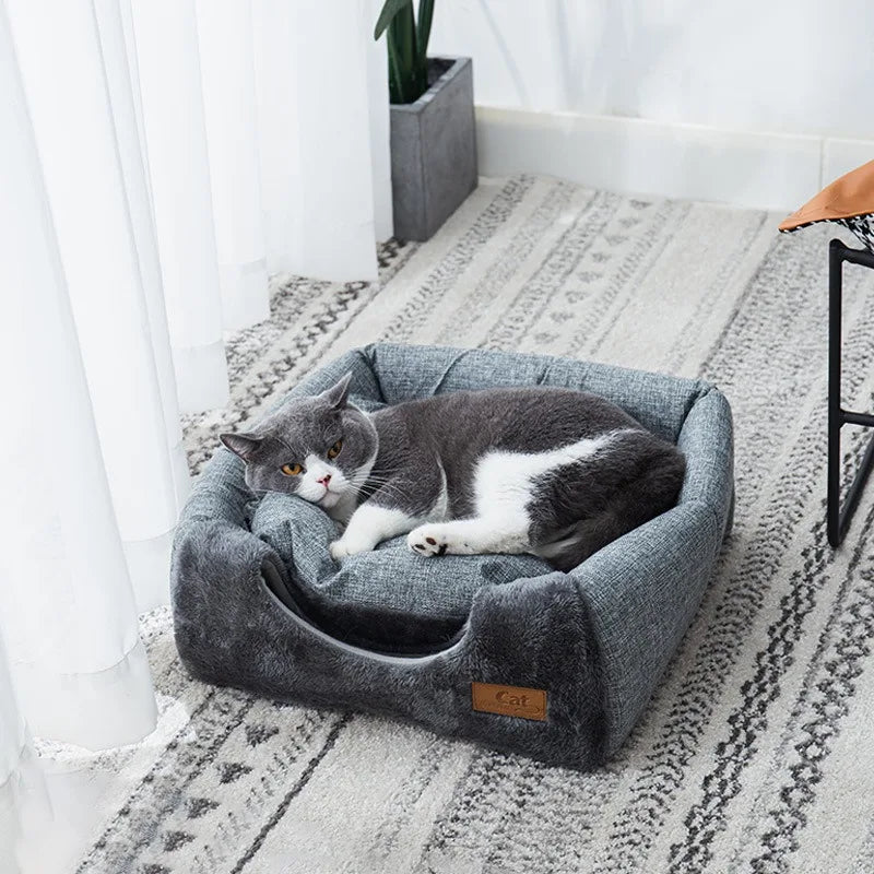 Kattenhuis Luxe Fluwelen Triangel Nest Zacht & Comfortabel