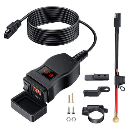 Dual USB Oplader Motorfiets Waterdicht voor Zadel of Stuur
