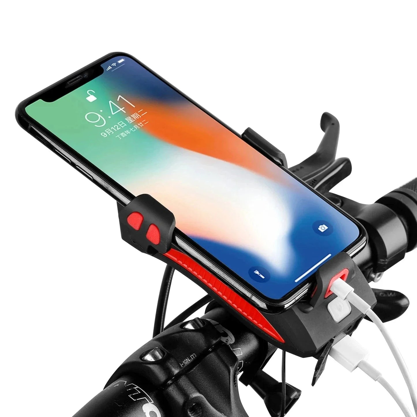 Fiets Telefoonhouder met Dubbele LED Lichten en Veilige Greep