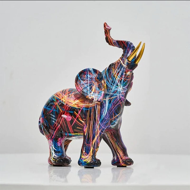 Kleurrijke Olifant Sculptuur Handgemaakt voor Woonkamer Decoratie - Velinix