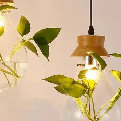 Unieke Hanglamp Glazen Bol met Planten Decoratie