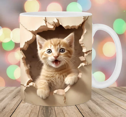 Zwarte Kat Koffiemok 3D Ontwerp Keramisch