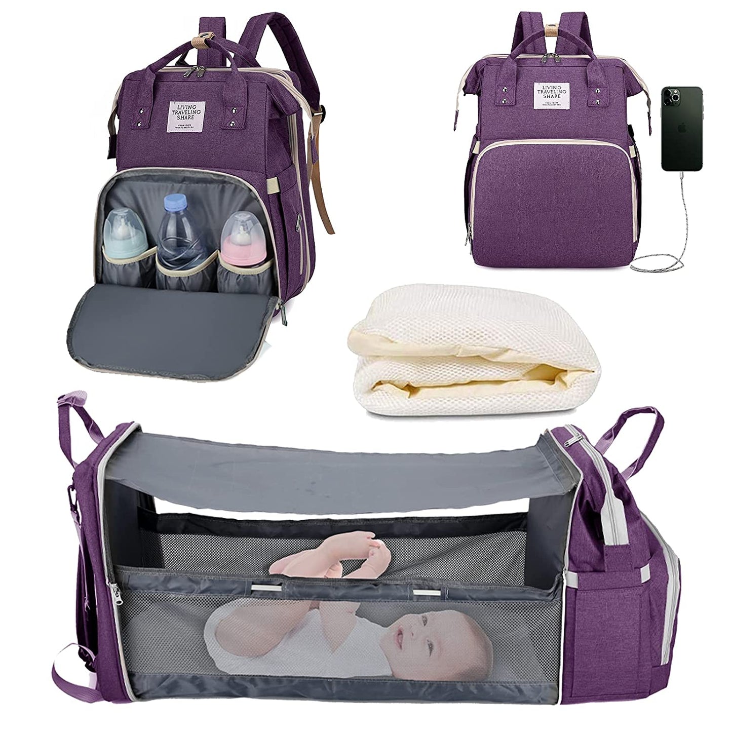 2-in-1 Luiertas Baby Rugzak Draagbaar