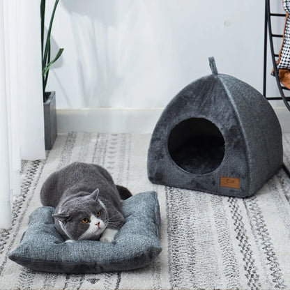 Kattenhuis Luxe Fluwelen Triangel Nest Zacht & Comfortabel - Velinix