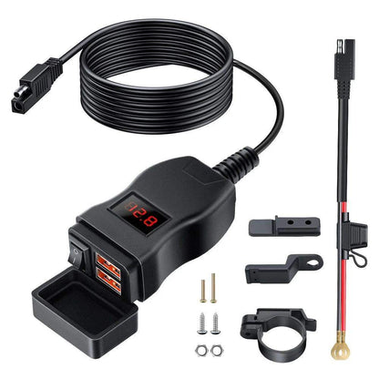 Dual USB Oplader Motorfiets Waterdicht voor Zadel of Stuur