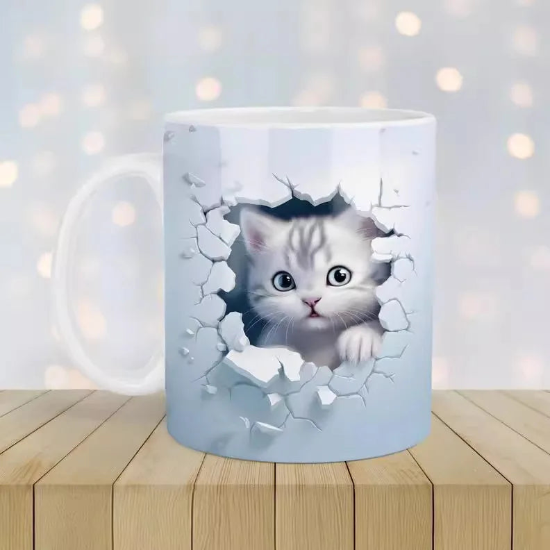 Zwarte Kat Koffiemok 3D Ontwerp Keramisch