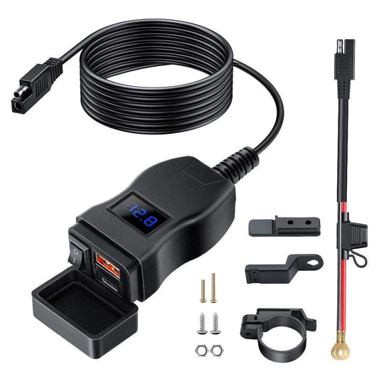 Dual USB Oplader Motorfiets Waterdicht voor Zadel of Stuur - Velinix