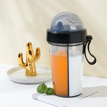 Waterfles met Dubbel Compartiment en Rietjes