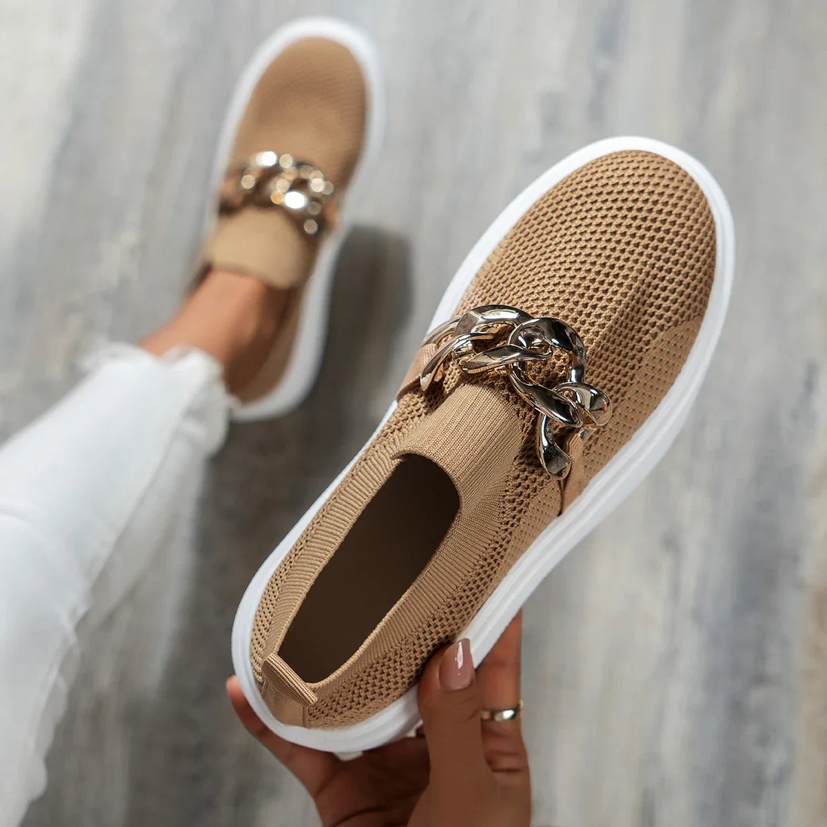 Stijlvolle Loafers met Ketting Detail Comfortabel Leer