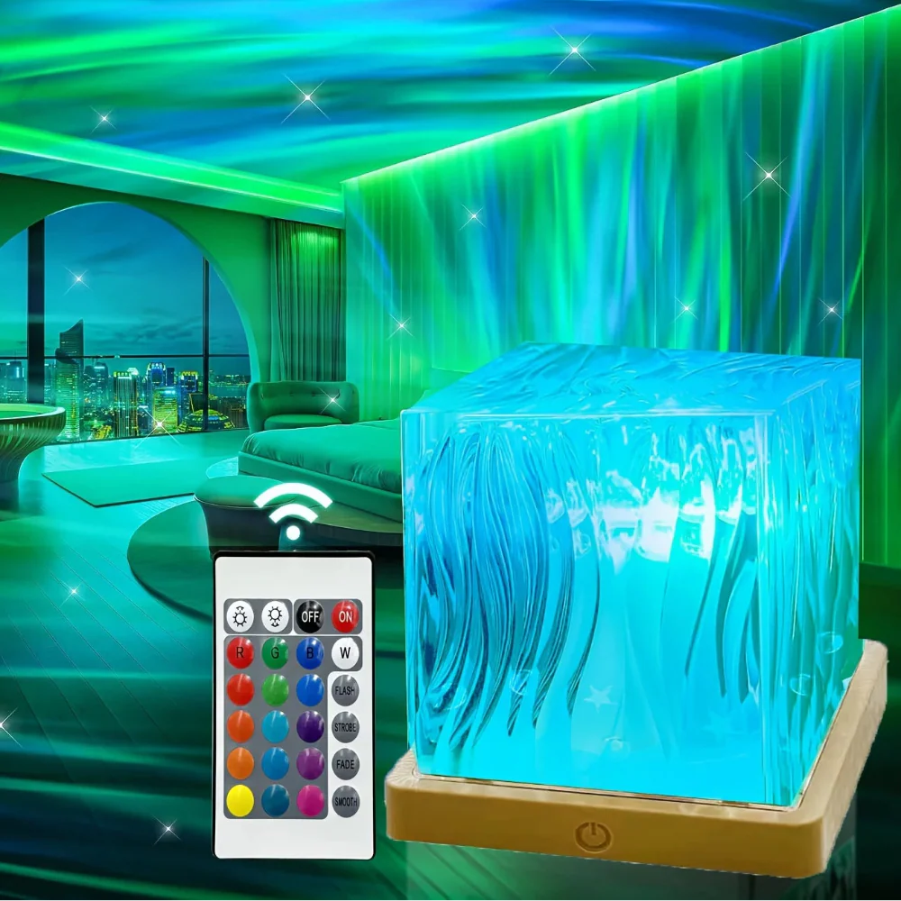LED Tafellamp RGB Kristal met Watergolven Sfeer Verlichting