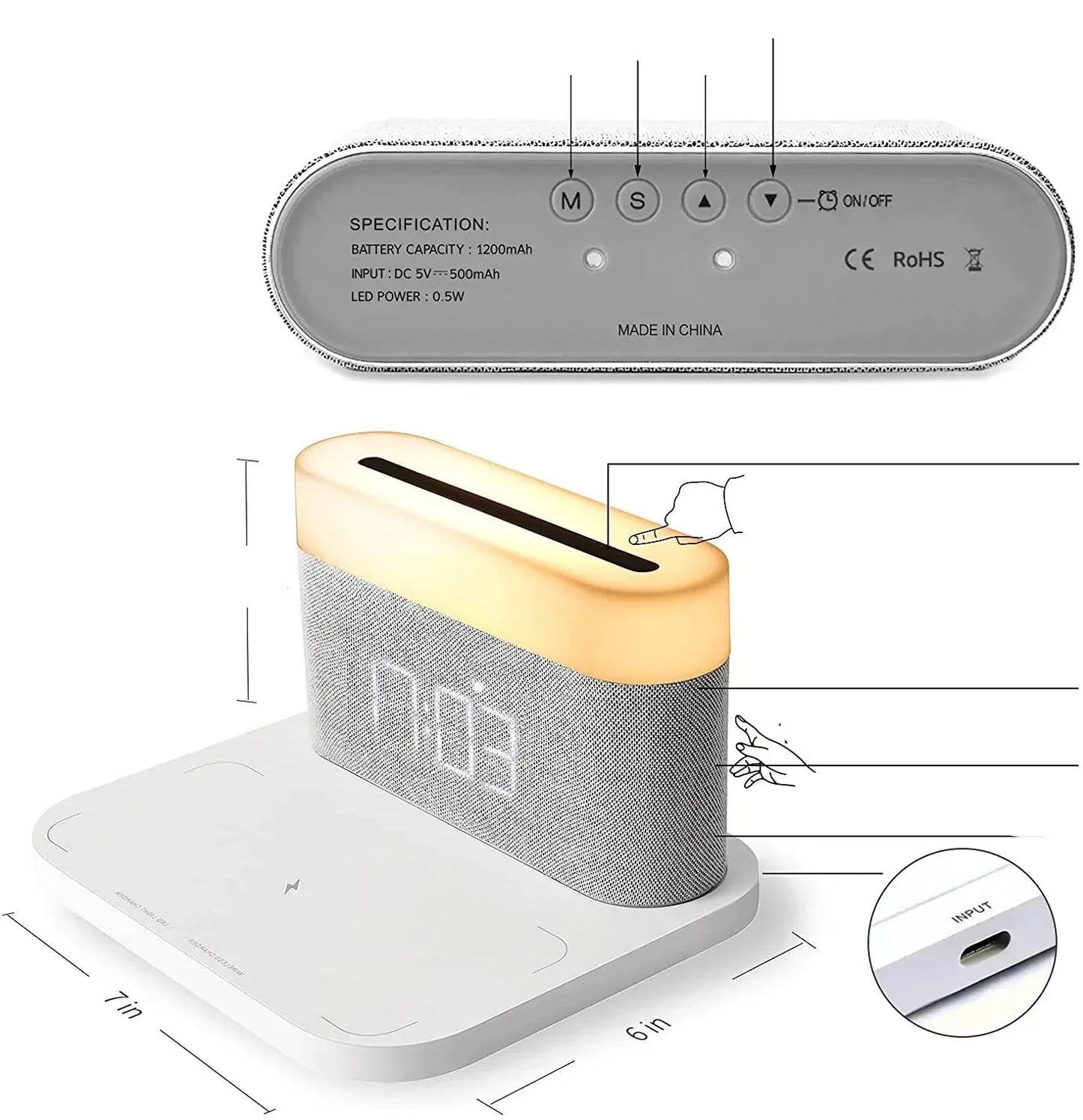 Nachtlamp Oplaadstation met USB Aansluiting