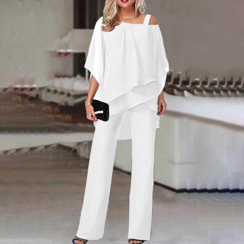 Dames Jumpsuit Lange Pijpen Cold Shoulder Elegant Zwart - Velinix