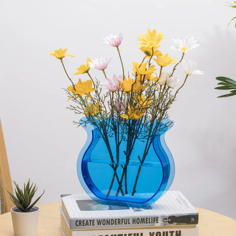 Moderne Acryl Vaas Roze Blauw voor Woninginrichting