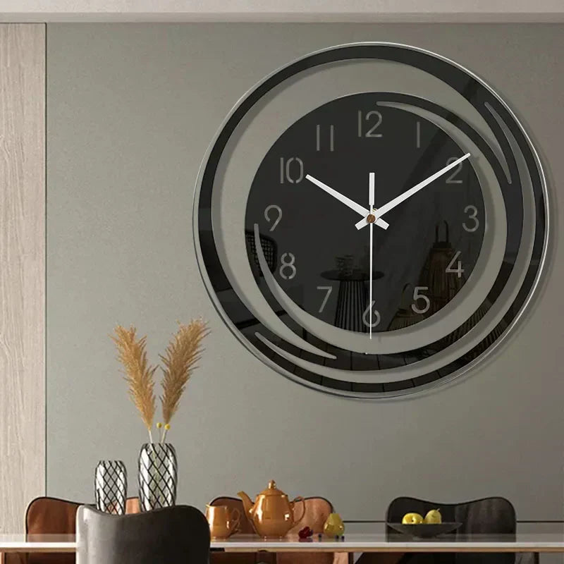 Zwarte Wandklok Modern Scandinavisch Design Acryl
