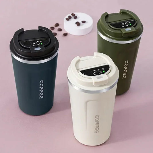 Thermos Koffiemok 510ml Roestvrij Staal met Temperatuurweergave - Velinix