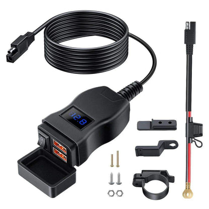 Dual USB Oplader Motorfiets Waterdicht voor Zadel of Stuur