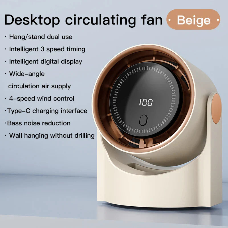 Draagbare USB Ventilator Fluisterstil 100 Niveaus Energiezuinig