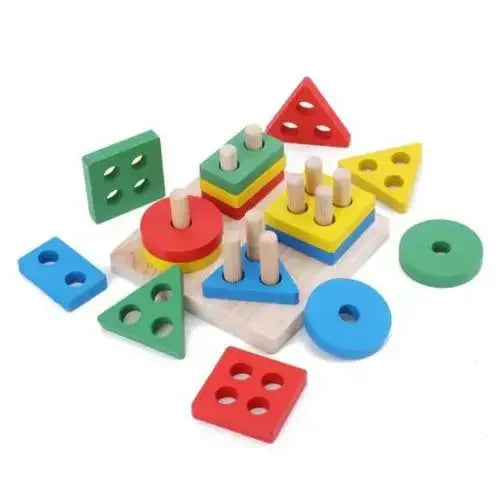 Houten Vorm Sorteer spel 8-in-1 voor Kinderen