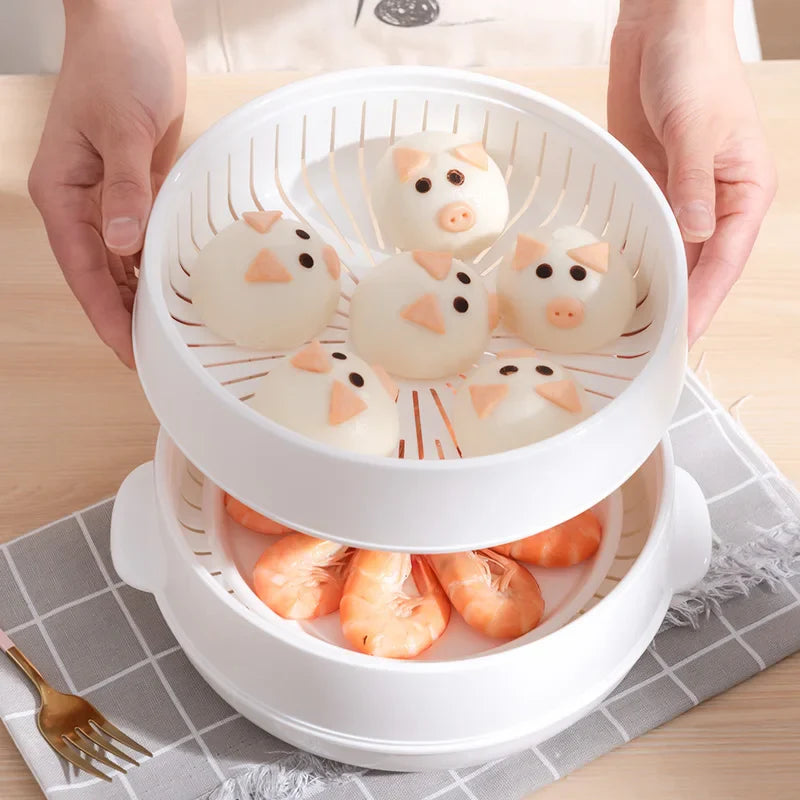 Stoompan Luxe voor Broodjes en Dumplings met Veilige Deksel