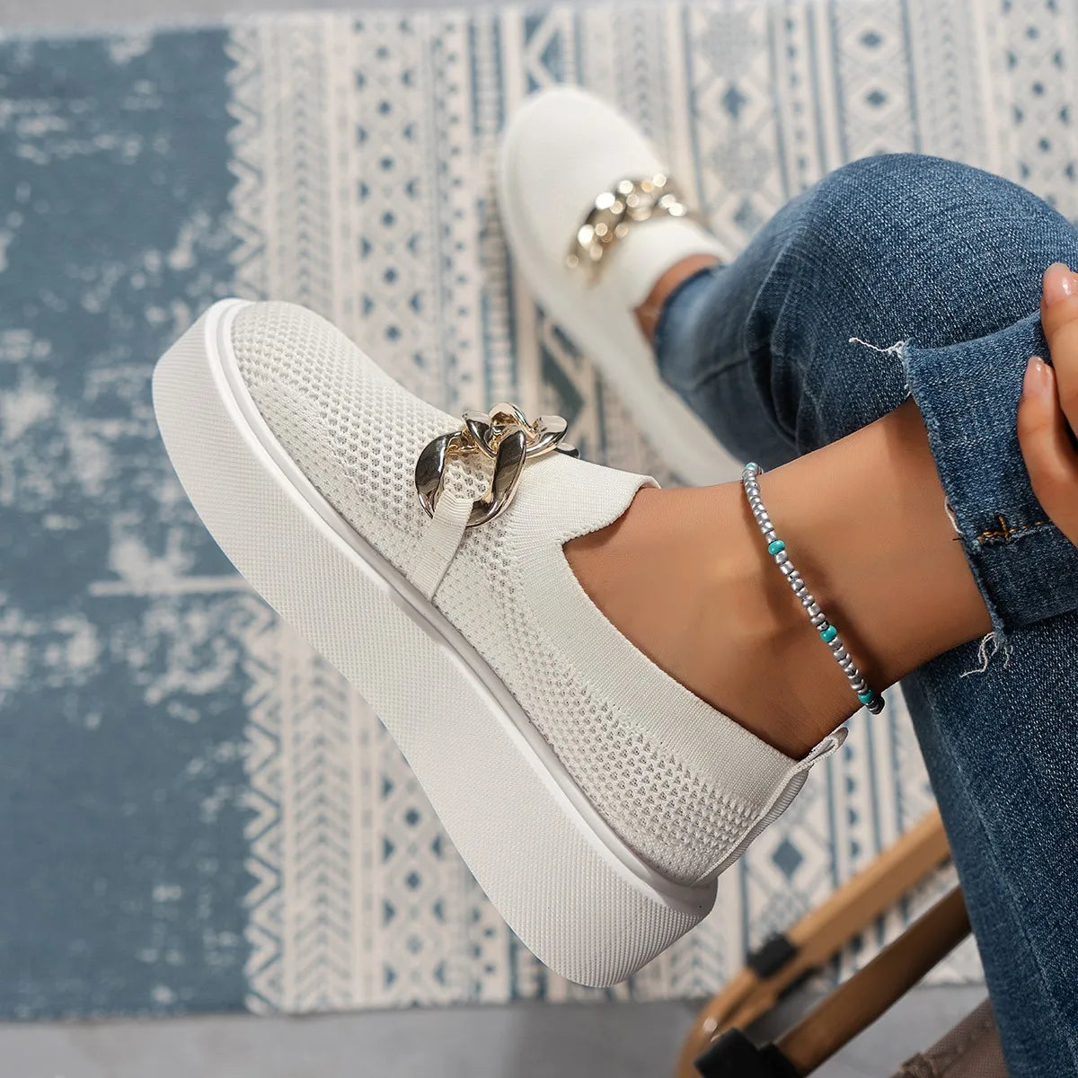 Stijlvolle Loafers met Ketting Detail Comfortabel Leer