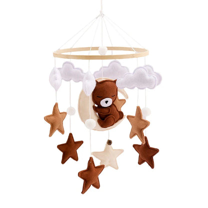 Houten Wiegmobiel met Vilt Beer Zachte Baby Mobiel