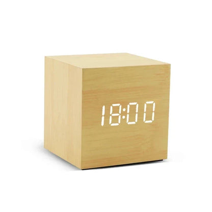 Houten LED Alarmklok met Temperatuurweergave en Digitaal Display