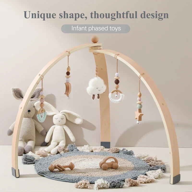 Baby Activiteitenboog Houten met Hangspeelgoed voor Peuters