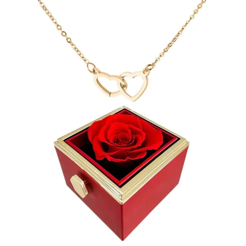 Hartvormige Hanger met Roterende Roos Cadeaubox - Velinix
